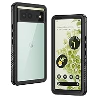 Lanhiem Pixel 6 Case, IP68 Waterproof Dustproof Case with Built-in Screen Protector, Rugged Full Body Shockproof Phone Cover for Google Pixel 6, Black/Clear