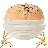 2 Pack Bread Proofing Basket, 9 Inch & 10 Inch 2 Size Round Bread Basket with Liner, Brotform Proofing Basket for Artisan Bread Making for Professional and Home Bakers