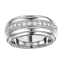 5A Cubic Zirconia Men's Wedding Band 18K White Gold Plated Wedding Rings For Men Christmas Gifts For Men Size 8-13