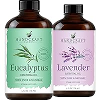 Lavender Essential Oil and Eucalyptus Essential Oil Set – Huge 4 Fl. Oz – 100% Pure and Natural Essential Oils – Premium Therapeutic Grade with Premium Glass Dropper