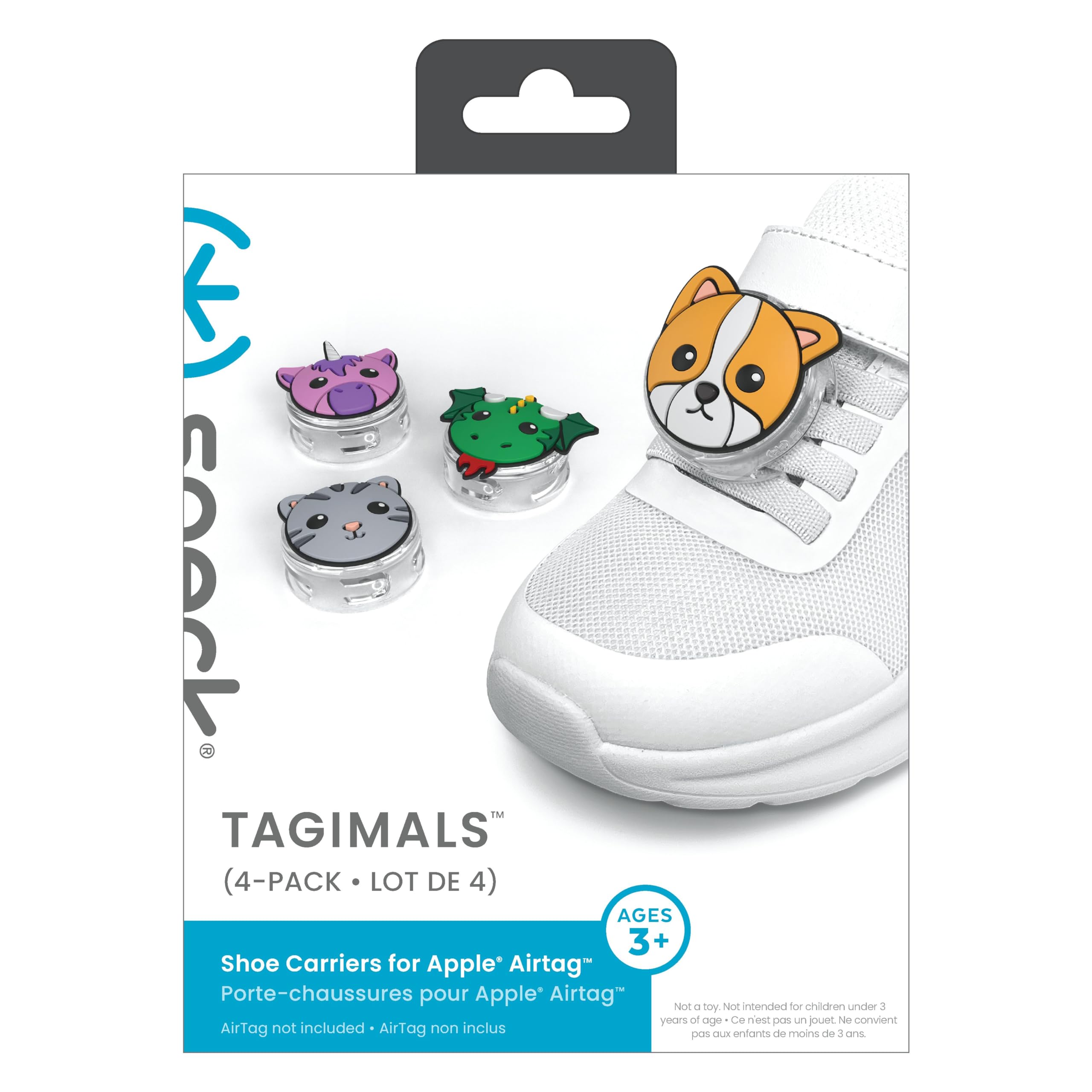 Speck Tagimals AirTag Holder Shoe Accessory, Kids 3+ Years Old, Variety Pack of 4