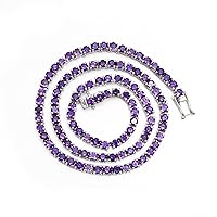 ANGEL SALES 10.00 Ct Round Purple Amethyst 18 Inches Necklace For Men's & Women's 14K White Gold Finish