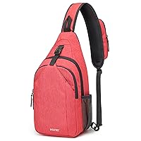 G4Free Sling Bag RFID Blocking Sling Backpack Crossbody Chest Bag Daypack for Hiking Travel(Red)