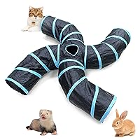 Bemodst Cat Tunnel for Indoor Cats, 2 Way/3 Way/4 Way/5 Way Cat Tubes and Tunnels Collapsible S-Shape Small Animal Tubes Kitty Tunnels Interactive Maze Cat Toy for Kitten Rabbit Ferret - 4 Way