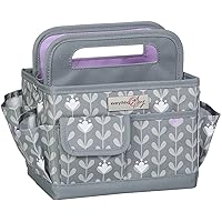 Everything Mary Collapsible Desktop Craft Organiser, Grey & White Leaf for Sewing, Scrapbooking, Paper Craft, and Art - EVM12831-1
