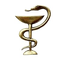 Bowl Of Hygieia Solid Brass Plaque Pharmacy Snake Symbol Doctor Pharmacist Grave Marker Ornament Headstone Decorating Monument Decor Medicine Sign