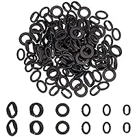SUPERFINDINGS 128-131Pcs Frosted Acrylic Linking Rings 6 Style Black Quick Link Connectors for Earring Necklace Jewelry Eyeglass Chain DIY Craft Making