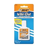BIC Wite-Out Quick Dry Correction Fluid, 20mL, White, Goes on Easy with A Reduced Dry Time, 1-Count Pack