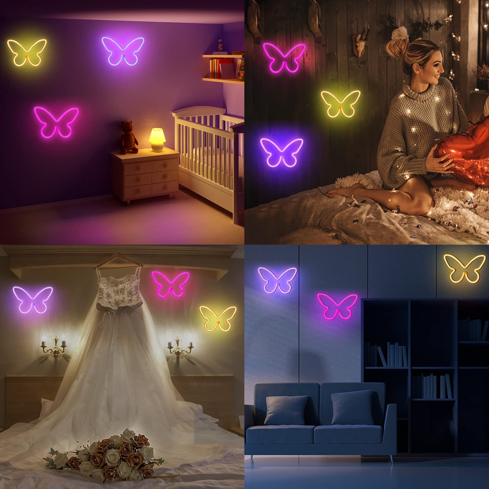 Mua BRIGHTDECK 3 Pcs Butterfly Neon Signs, Neon Light for Bedroom ...