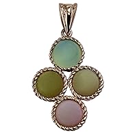 Carillon Pink Opal Natural Gemstone Round Shape Pendant 10K, 14K, 18K Rose Gold Party Jewelry