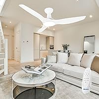 Venta 52 Inch ETL Listed 3 Blade Ceiling Fans with Lights Remote Control - White Ceiling Fan w/Led Light & Timer - Reversible Quiet DC Motor w/ 6-Speed for Bedrooms, Indoor, Outdoor Fans for Patios
