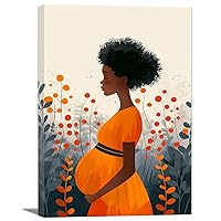 Modern Abstract Canvas Wall Art Print, Abstract Black Pregnant Woman Large Wall Decor Abstract Artwork Pictures for Living Room, Bedroom, Bathroom, Office - 80x110cm(32x43in) Framed
