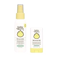 Baby Bum SPF 50 Sunscreen Spray & Face Stick | Mineral Uva/Uvb Face & Body Protection for Sensitive Skin | Fragrance Free | Travel Size