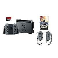 Swtich 4 items Bundle:Nintendo Switch 32GB Console Gray Joy-con,64GB Micro SD Memory Card and an Extra Pair of Nintendo Joy-Con (L/R) Wireless Controllers Gray,The Legend of Zelda