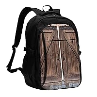 Travel Laptop Backpack Business Backpack for Men Women Barn Door In Farmhouse Vintage Travel Backpack with USB Charging Port