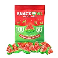 Snack Owl Vegan Sour Gummy Candy – Gluten Free, Low Calorie Candy - Guilt Free & Delicious Healthy Gummy Snacks - (Watermelon Slices)