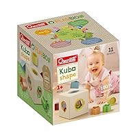 Quercetti Kubo Shape Sorter Baby Toy - Includes 10 Large Shapes to Sort and Match - Promotes Early Development and Fine Motor Skills - Made with PlayBio Material, for Kids Ages 1-3 Years
