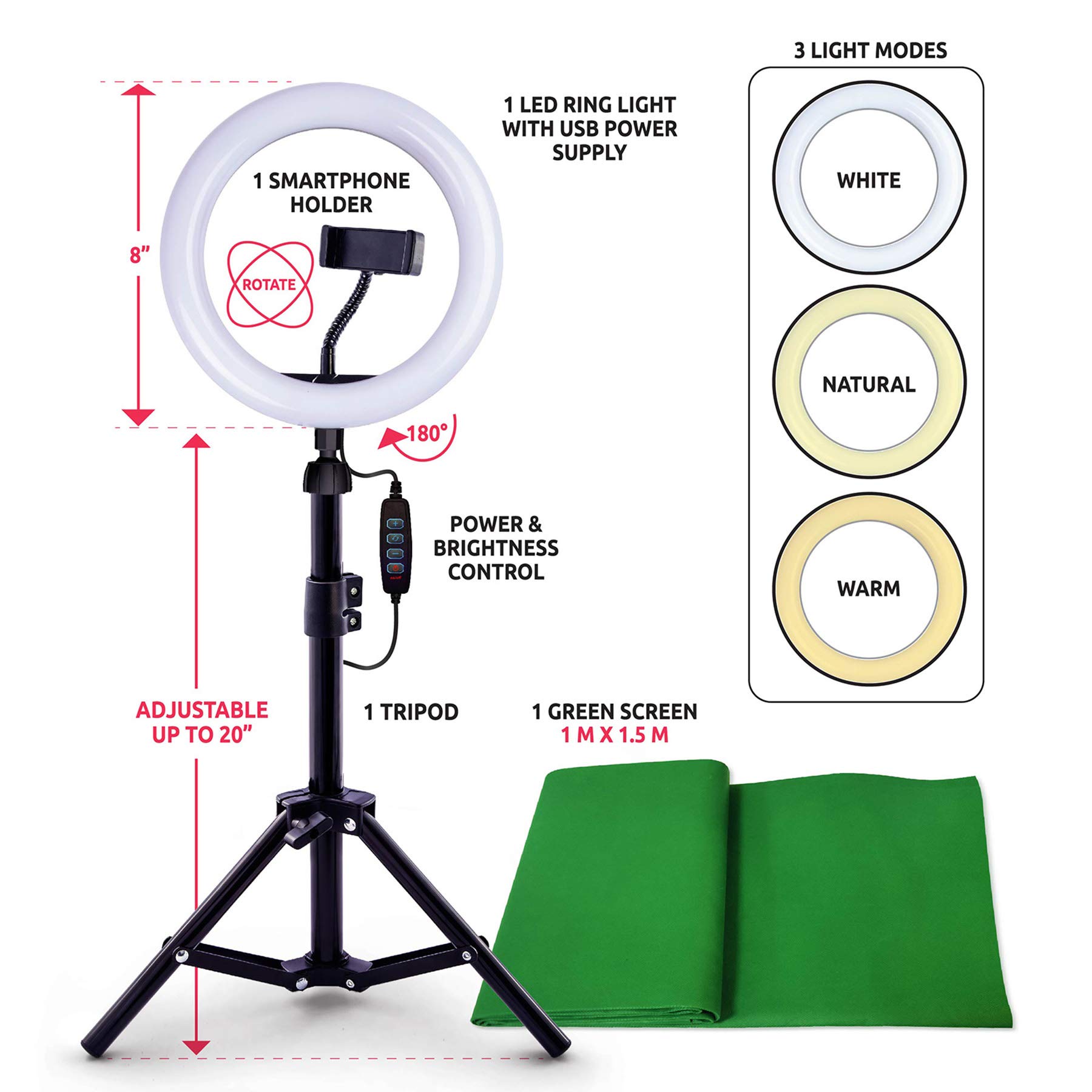 So DIY TikTok Instagram YouTube Ring Light with Green Screen and Phone Mount Tripod. Studio Creator Influencer Video Creator Kit