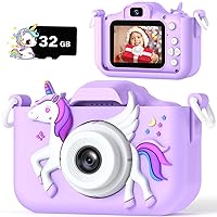 2024 Upgrade Unicorn Kids Camera for Girls, Christmas Birthday Gift for Girls Boys, 1080P HD Selfie Digital Video Camera for Toddlers, Cute Portable Little Girls Boys Gifts Toys for 3 4 5 6 Years Old