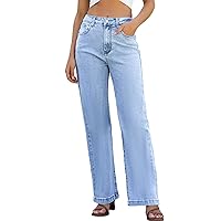 Womens Jeans Hig Waisted Straight Leg Loose Stretchy Lightweight Tummy Control Trendy Jeans for Women 2024