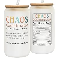 Chaos Coordinator Gifts Cup - Thank You Gifts for Women, Coworker, Manager, Supervisor - Administrative Professional Day Gifts - Boss Lady Gifts for Women, Teacher, Nurse - Boss Day Gifts - Can Glass