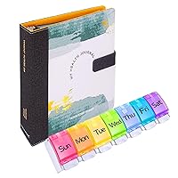 Performore Health Journal Medical Records Organizer and Portable Weekly 7-Day Pill Organizer Rainbow Color
