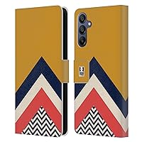 Head Case Designs Mustard Colour Block Chevron Leather Book Wallet Case Cover Compatible with Samsung Galaxy A15