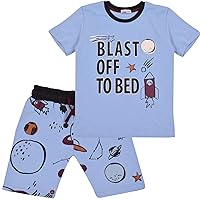 Kids Boys Rocket Spaceship Blast Off Pyjamas Children PJs 2 Piece Sleepwear Set