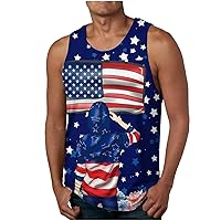 4th of July Tank Tops for Men American Flag Graphic Big and Tall Sleeveless Summer Beach Shirts Muscle Patriotic Tees