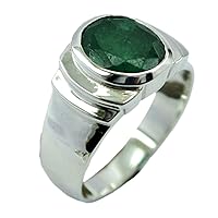 Genuine Indian Emerald Ring For Women Men Chakra Healing Sterling Jewelry Silver Size 5,6,7,8,9,10,11,12