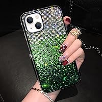 LUVI Compatible with iPhone 15 Plus Bling Case Cute Glitter Diamond Rhinestone Shiny Gradient Crystal Bumper Luxury Protective Cover 3D Handmade Cover for Women Girls Plus Green