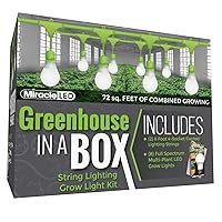 Miracle LED Greenhouse in a Box Grow Kit for Indoor Plants - Full Spectrum Daylight Multi-Plant Wide Beam Grow Light Bulbs & 4-Socket Corded Light Fixture (2-Pack - 2 Strings, 8 Bulbs) (601770)