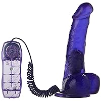 Vibrating Slim Jelly Dong with Suction Cup 7.5 Inch Sexy Purple