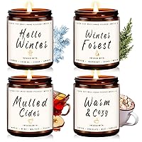 Scented Candle Set | Holiday Candle Winter Scented Candles- Forest/Cider/Warm/Winter, Soy Scented Candles for Home - Candle Gifts for Women