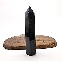 475g Natural Obsidian Crsytal Obelisk/Quartz Crystal Wand Tower Point Healing