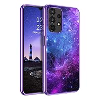 GUAGUA Compatible with Samsung Galaxy A23 5G/4G Case 6.6 Inch Glow in The Dark Noctilucent Luminous Space Nebula Slim Fit Shockproof Protective Anti Scratch Case for Samsung A23 4G/5G, Blue Nebula