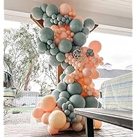 Partycus Pastel Orange Blue Balloon Garland Double Stuffed Dusty Blue Peach Latex Balloons Slate Blue Balloon Arch Kit for Boho Birthday Baby Shower Wedding Party Decoration