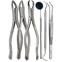 DENTAL EXTRACTING EXTRACTION FORCEPS #150+151+23 + BASIC DENTAL SET DENTAL TOOLS (CYNAMED)