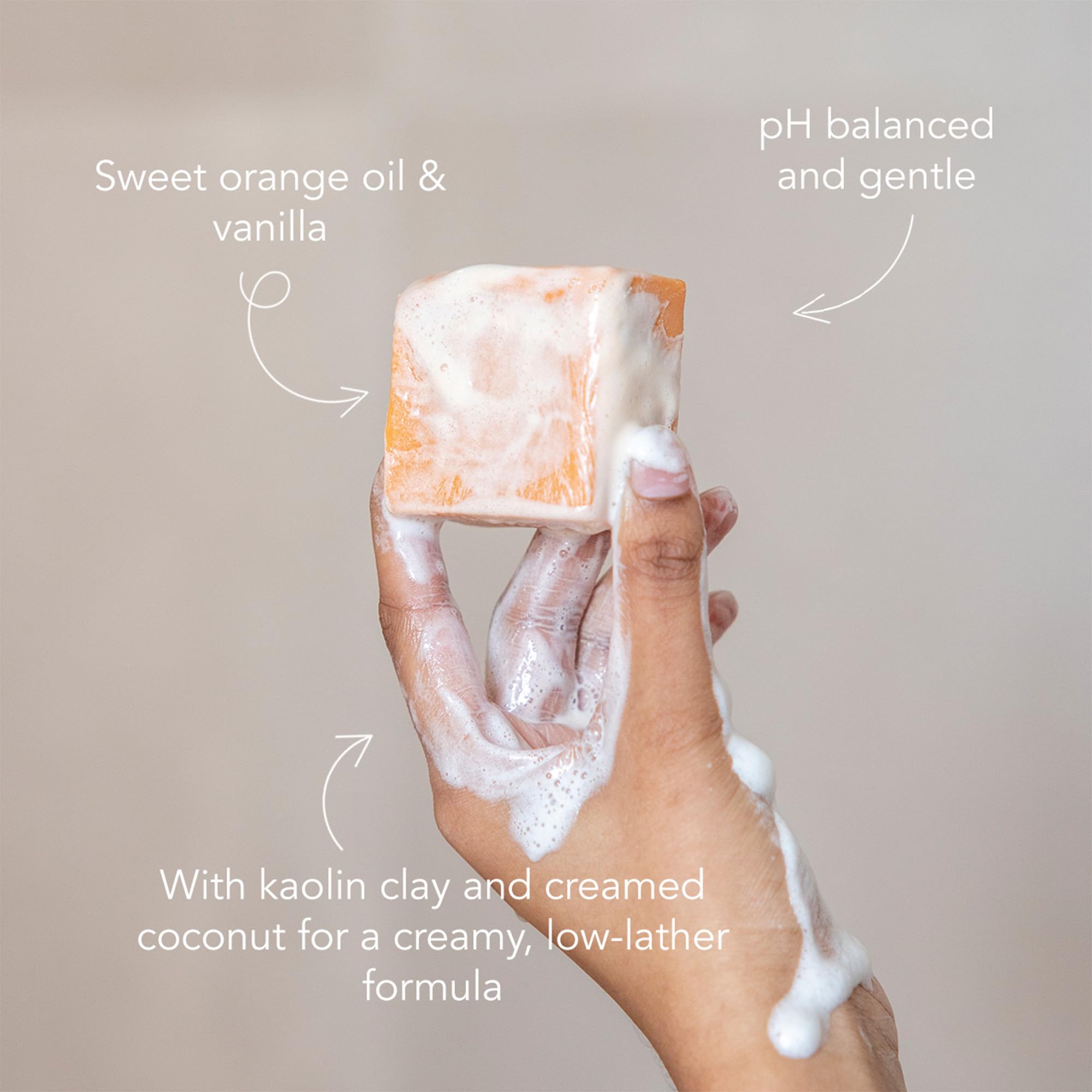 Ethique Sweet Orange & Vanilla Cream Solid Natural Bodywash Soap for Sensitive Skin - Super Hydrating & pH Balanced - Plastic-Free, Vegan, Cruelty-Free, 3.7 oz