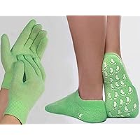 AnHua®Moisturizing Silicone Gel Gloves & Gel Socks Beauty Spa Moisturizing Skin Care Soften Repair Cracked Therapy Treatment (Green)