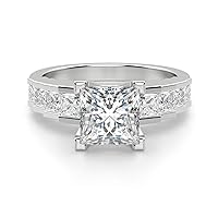 4 CT Princess Moissanite Engagement Ring 10K 14K 18K Solid Gold Moissanite Diamond Ring 925 Sterling Silver Solitaire Engagement Ring Wedding Ring for Women