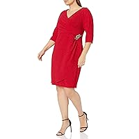 S.L. Fashions Women's Plus Size Short Compression Dress with 3/4 Sleeve