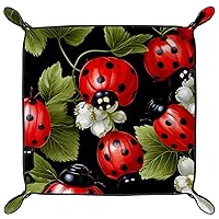 Lady Beetle E Microfiber Leather Dice Trays Folding for RPG DND Table Games, Leather Dice Holder Storage Box Portable Folding Rolling Dice Tray, 20.5x20.5cm