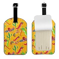 Cactus Hat and Chili Pepper Luggage Tag Hang Tag, 1 Piece Luggage Tag, Leather Luggage Tag, for Suitcase and Travel Bag