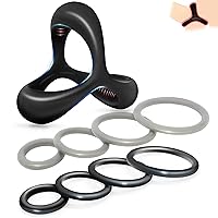 Sex Toy Penis Ring for Men Silicone Cock Rings Set Erection, Longer Harder Stronger Erection Soft Stretchy Cock Ring for Sex Men Erection Enhancing and Orgasm Sex Toy (Black & Grey)