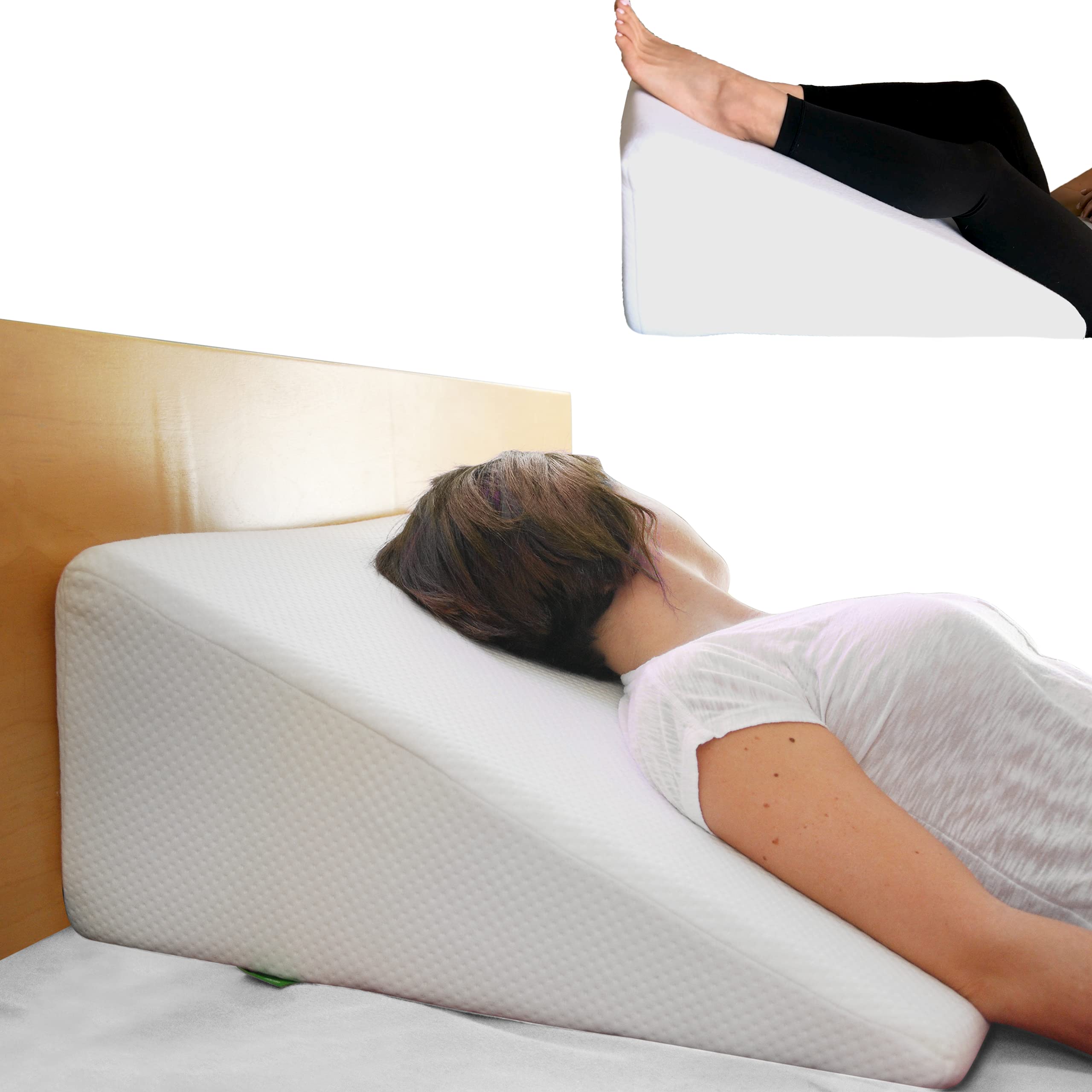 Wedge Pillows for Sleeping - Triangle Memory Foam Bed Support Rest for Back, Shoulder & Neck Discomfort - Multipurpose Bed Pillow & Knee Pillow for Support