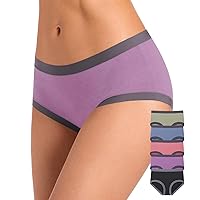 ASIMOON No Show Cotton Underwear for Women Mid-High Waisted Ladies Panties Soft Breathable Briefs 5 Pack