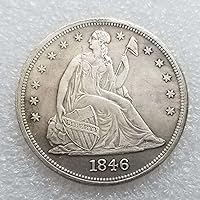 U.S. Nabiki 1840-1872 Brass and Silver Plated Antique Silver Dollar Challenge Coin Morgan Hobo Dollar Coin Cool Skull Collectible Two Face Coin Collecting Commemorative Coins,1846