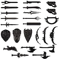 Games Third Party Minifigs Weapon Accessories Set, Specially Designed for Minifigs,Including Shield, Great Sword, Axe, Bow and Arrow, Compatible with Most Brand Mini People(24pcs)…