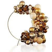 7.2Ft Round Backdrop Stand Circle Balloon Arch Frame Kit for Wedding Flower Ring Party Background Decoration (Aluminum/Gold)……